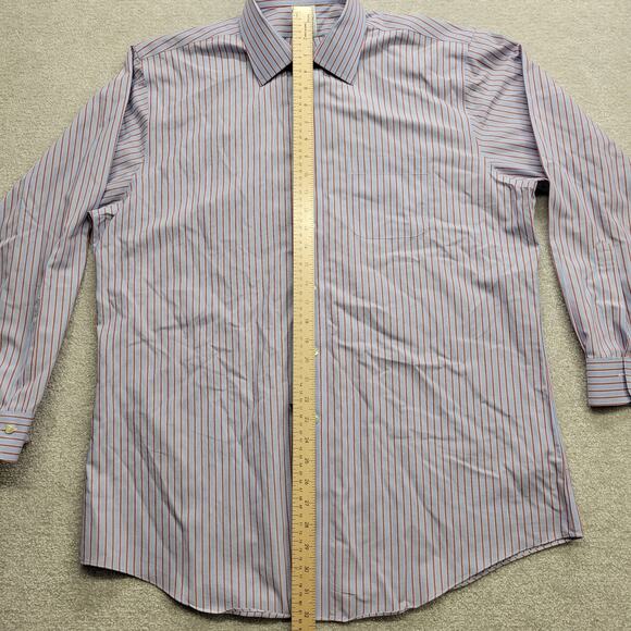 Brooks Brothers Men's Size 17 Long Sleeve Dress Shirt Light Blue Maroon Stripes - Picture 5 of 8